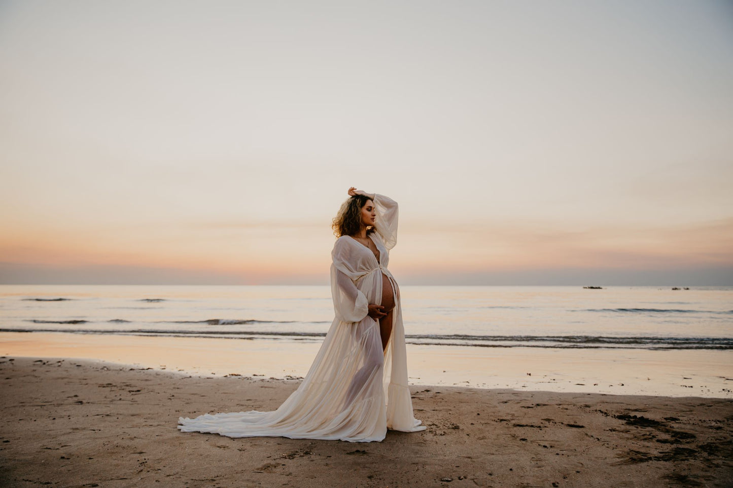 Maternity Photoshoot Dresses - Vanilla Chiffon Robe/Dress