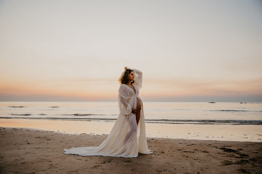Maternity Photoshoot Dresses - Vanilla Chiffon Robe/Dress