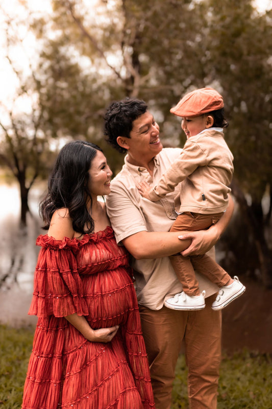 Maternity Photoshoot Dresses - Rustic Red Chiffon Dress - 4 DAY RENTAL