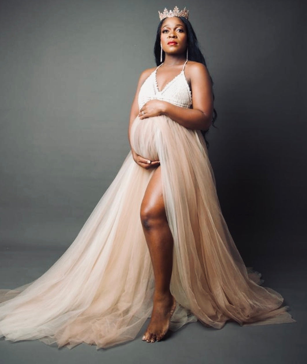 Dress Hire - Maternity Photoshoot Dresses - Crochet Bodice Tulle - 4 DAY RENTAL
