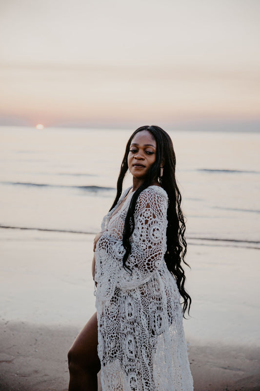 Maternity Photoshoot Dresses - Crotchet Robe Handmade - 4 DAY RENTAL