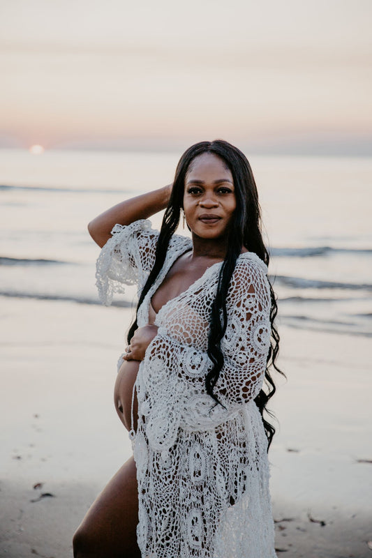 Maternity Photoshoot Dresses - Crotchet Robe Handmade - 4 DAY RENTAL