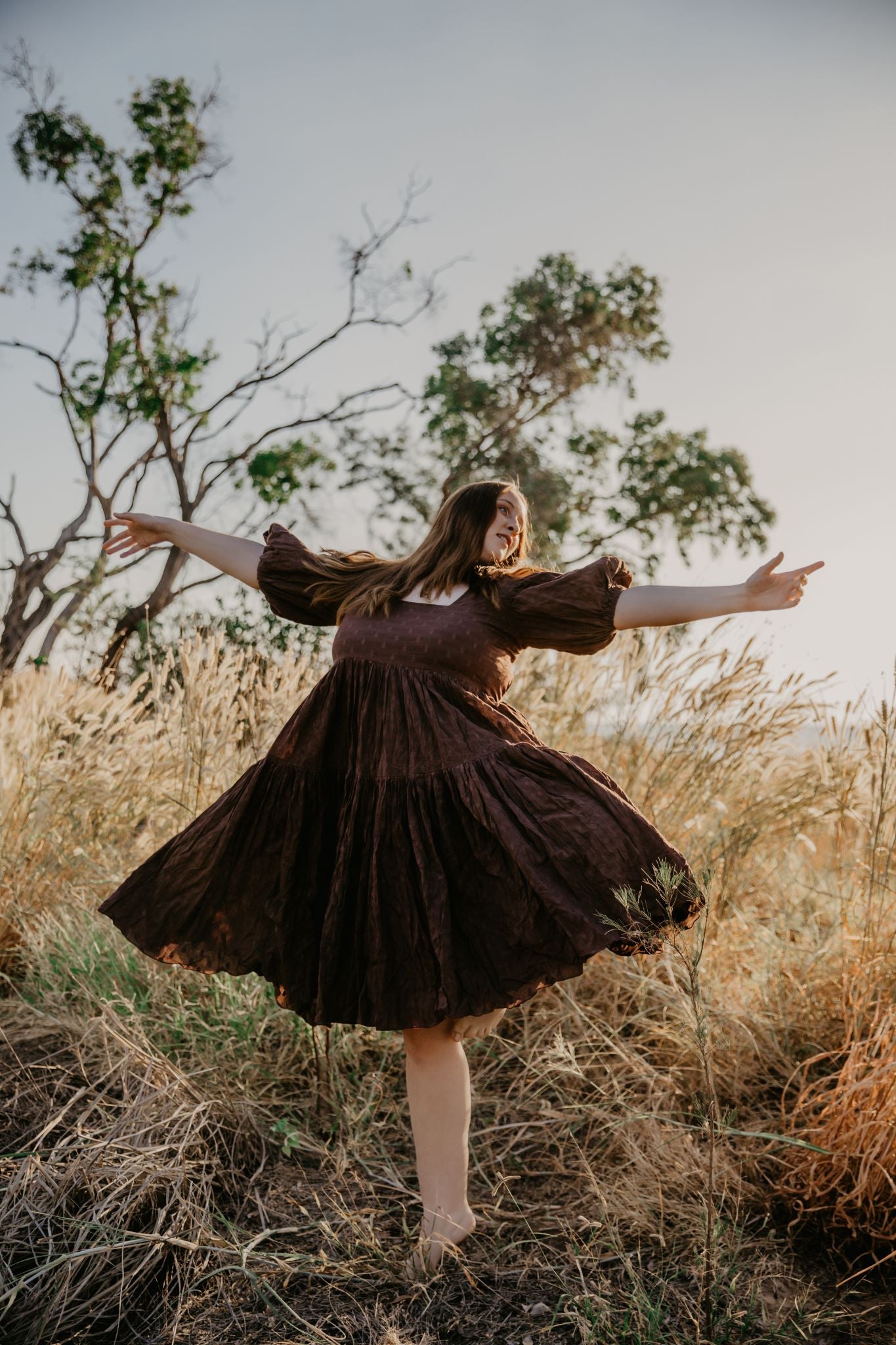 Dress Hire - Maternity Photoshoot Dresses - Rooh Collective - Eden - Brown - DAY RENTAL