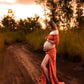 Maternity Photoshoot Dresses - Rusted Red - D&J - Alice Gown 2 Piece Set - 4 DAY RENTAL