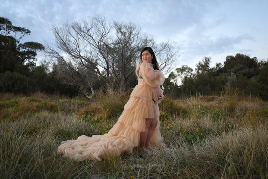 Dress Hire - Photoshoot Dresses - Champange Tulle Robe - 4 DAY RENTAL