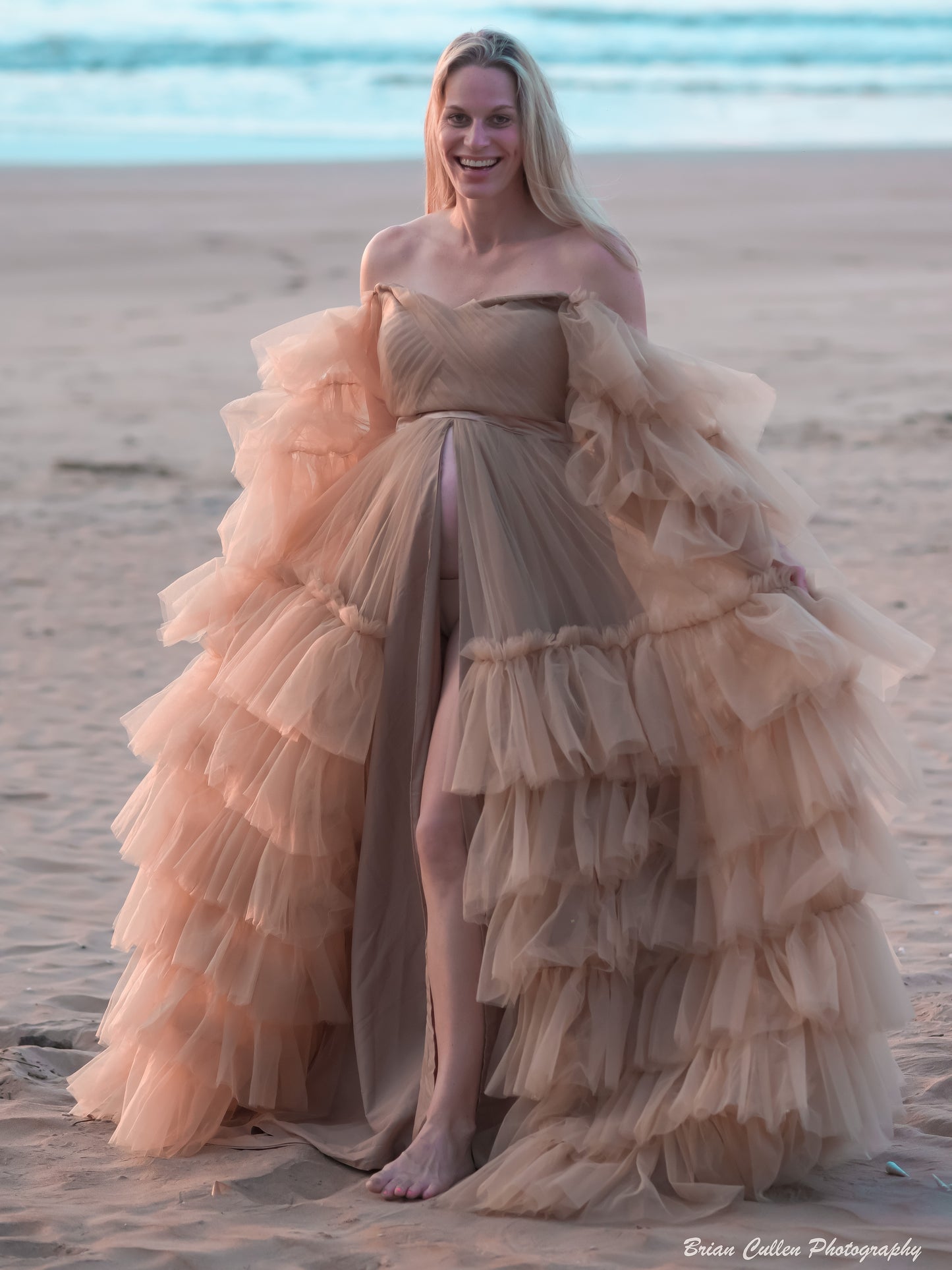 Maternity Photoshoot Dresses - Layered Mocha Tulle Dress - RENTAL