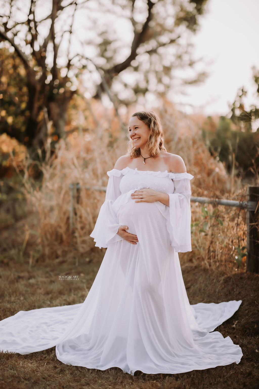 Maternity Photoshoot Dresses Hire - Prim - White Gown - 4 DAY RENTAL
