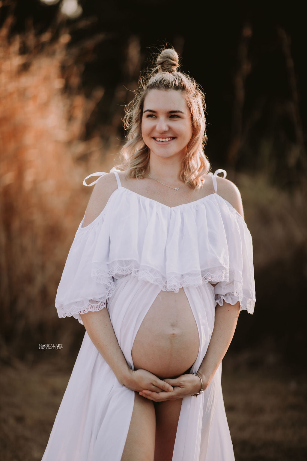Maternity Photoshoot Dresses Hire - Grace - White Gown - 4 DAY RENTAL