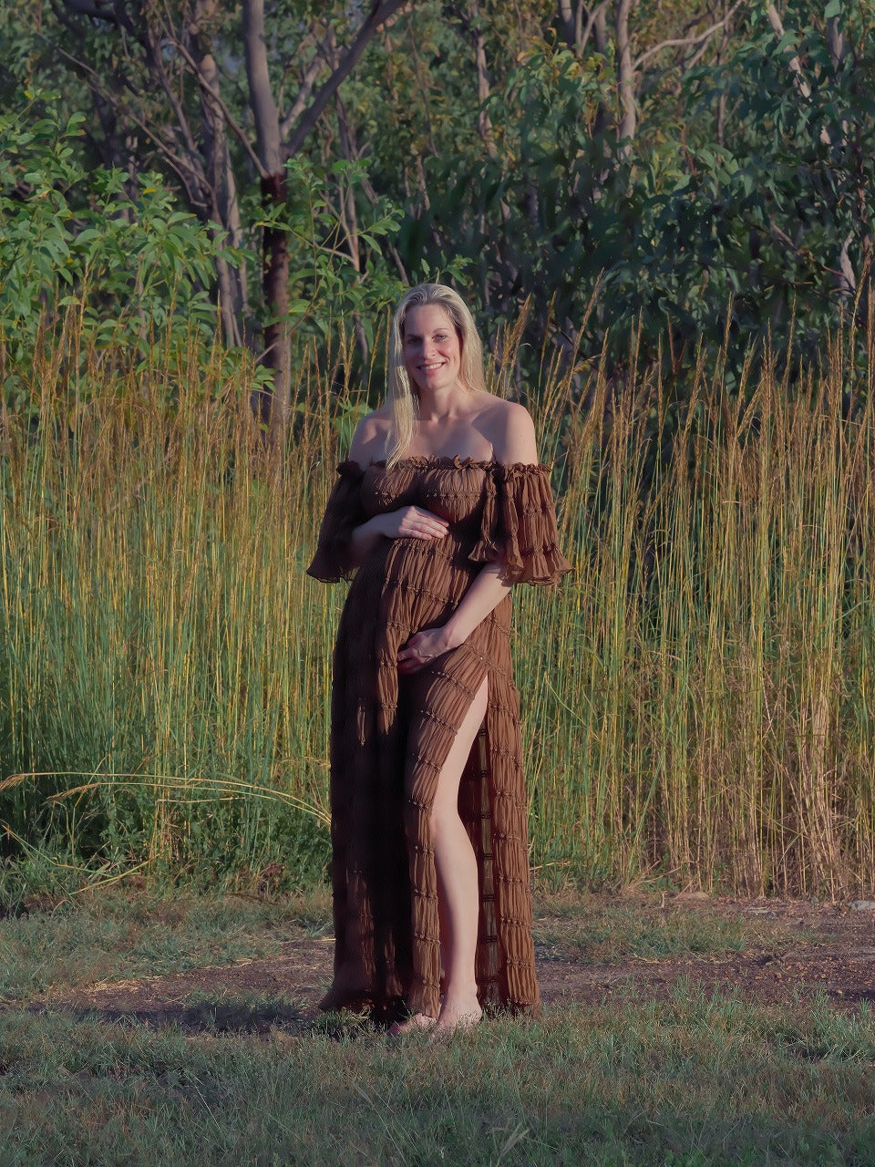 Maternity Photoshoot Dresses - Chiffon Brown Gown