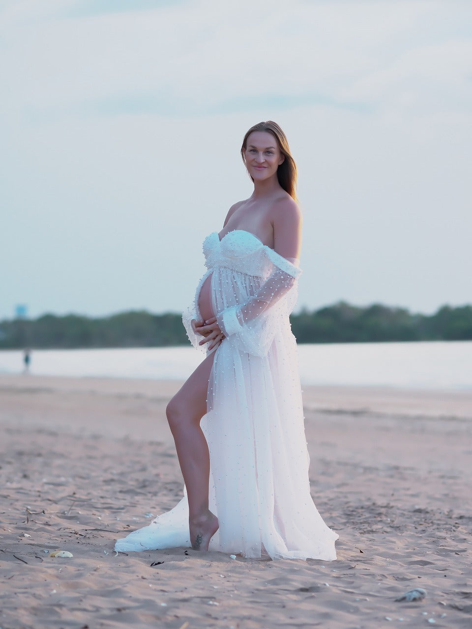 White maternity sale beach dress