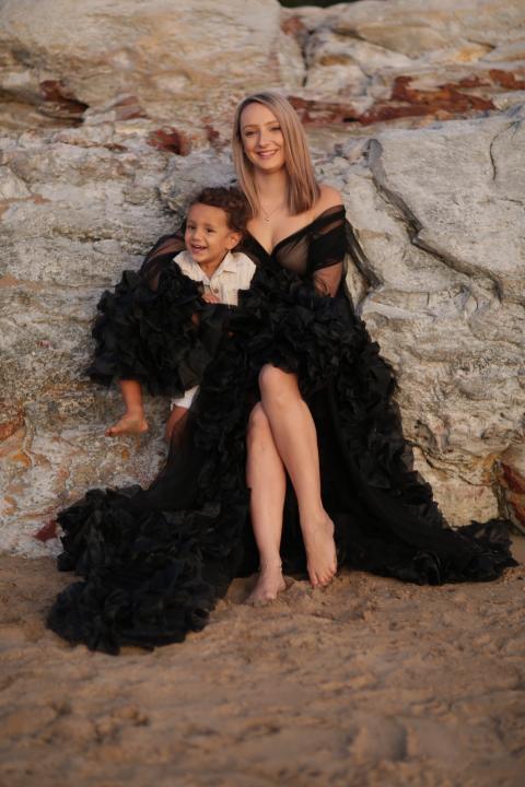 Maternity Photo shoot Dresses - Black Tulle Robe