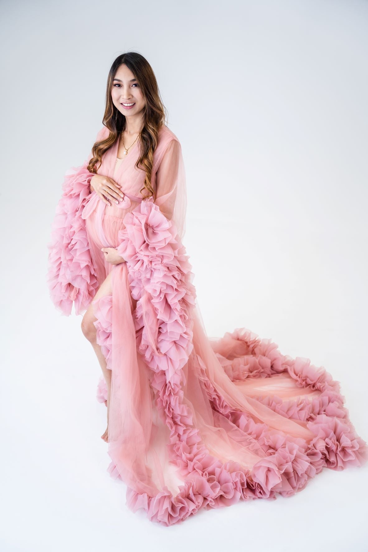 Maternity Photoshoot Dresses - Pink Tulle Robe - Lola - 4 DAY RENTAL