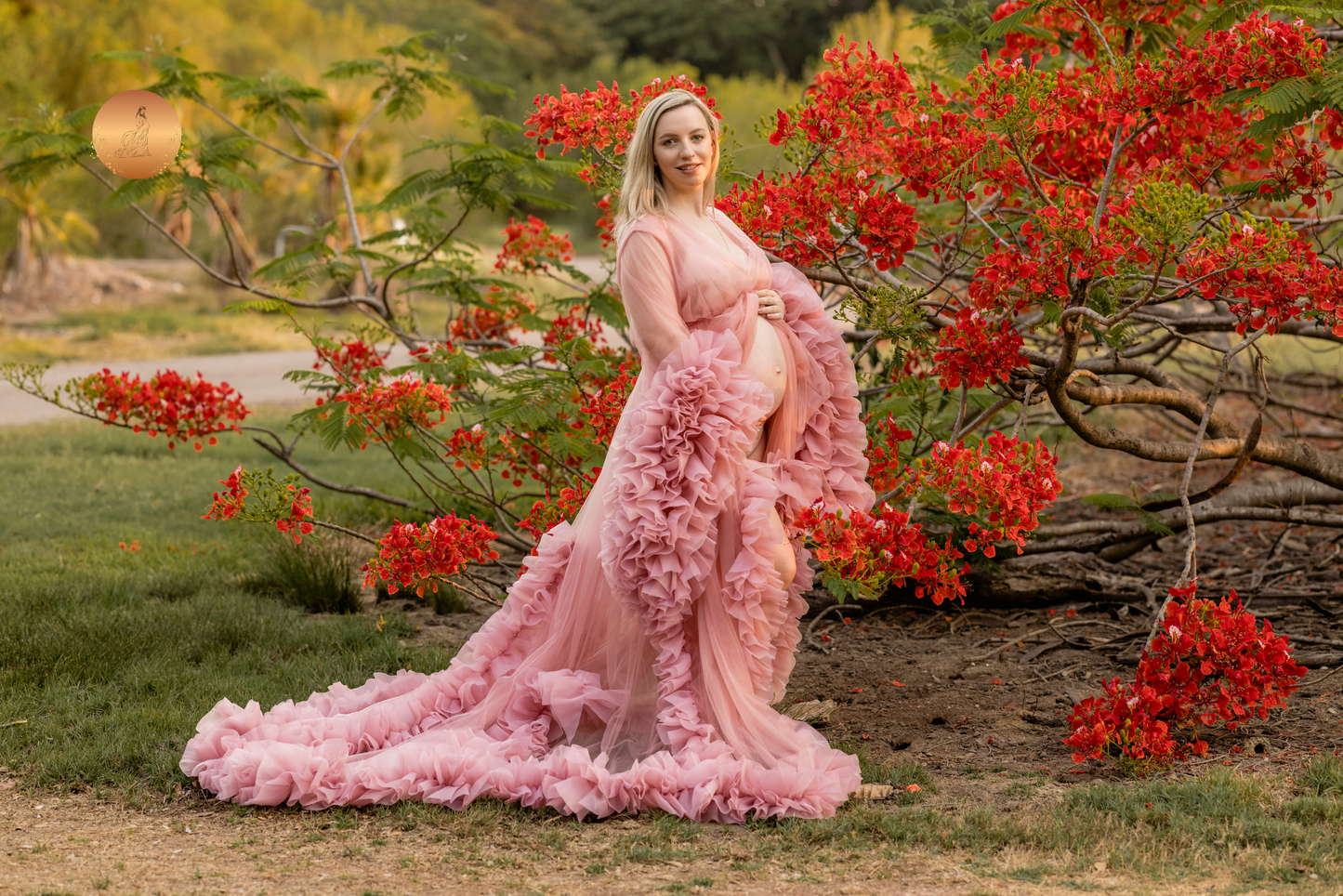 Maternity Photoshoot Dresses - Pink Tulle Robe - Lola - 4 DAY RENTAL