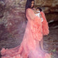 Plus Size Maternity Photoshoot Dresses - peach tulle robe