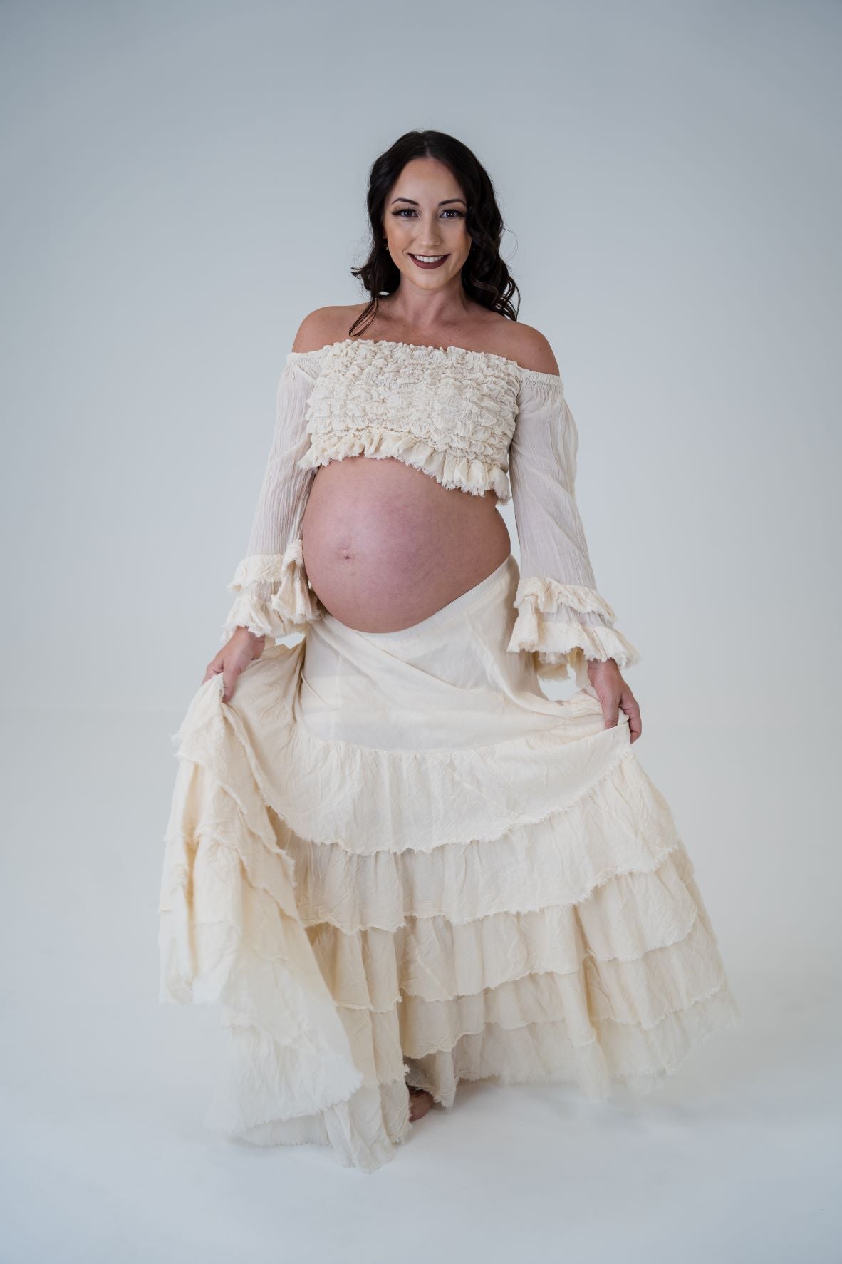 Boho Top and Skirt Set Pregnancy Dress for Photo Shoot Maternity