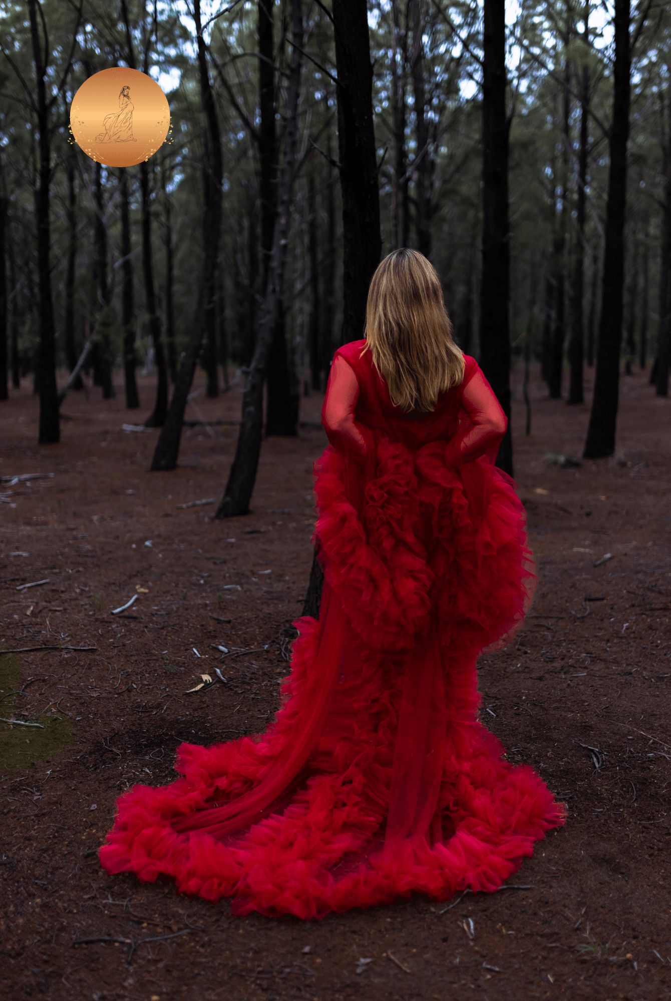 Dress Hire - Maternity Photoshoot Dresses - Ari - Red Tulle Robe - 4 DAY RENTAL - Luxe Bumps AU