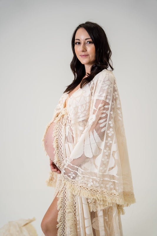 Maternity Photoshoot Dresses - D&J - Abigail Lace Gown - 4 DAY RENTAL - Luxe Bumps AU