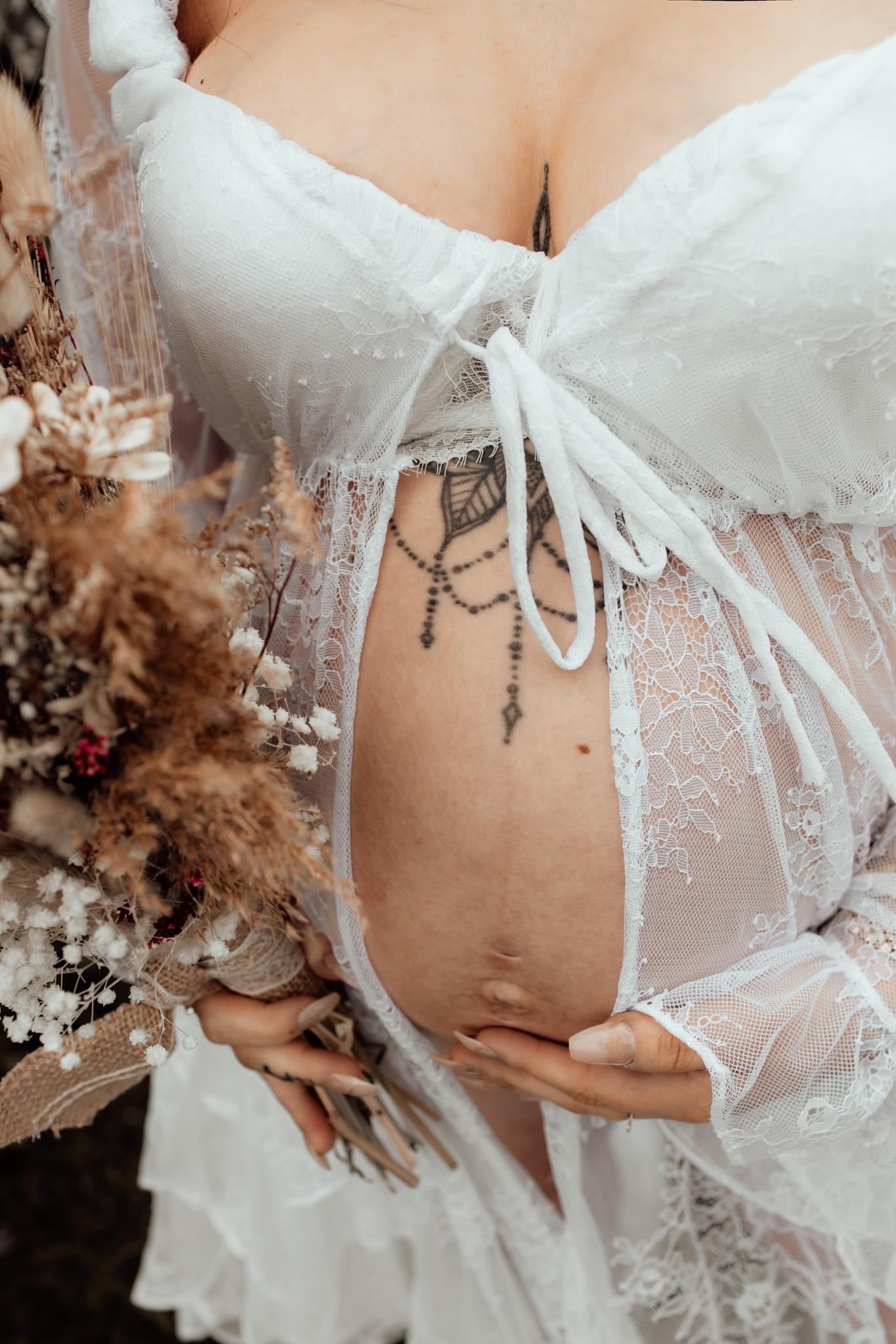 Vintage White Lace Maternity Photoshoot Dress Tasmania