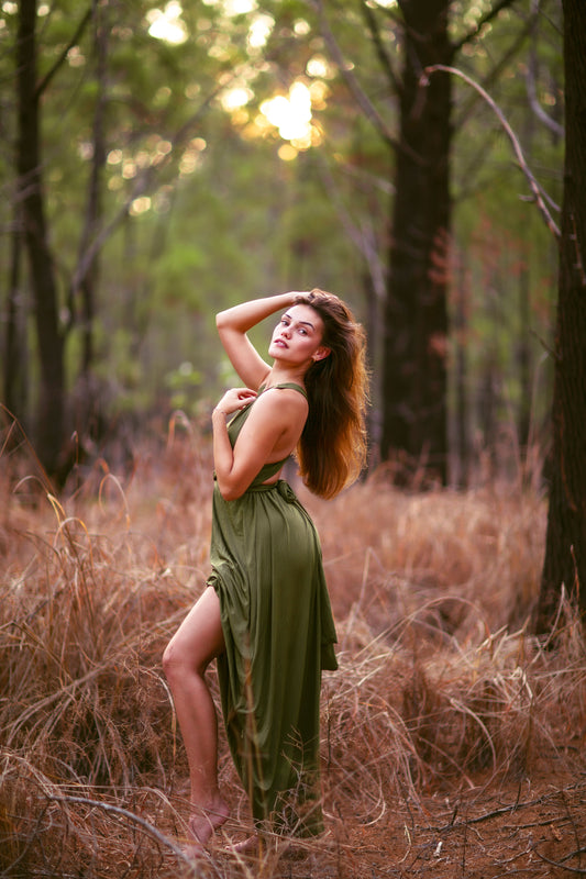Maternity Photoshoot Dresses - Flexy - Army Green Dress - 4 DAY RENTAL