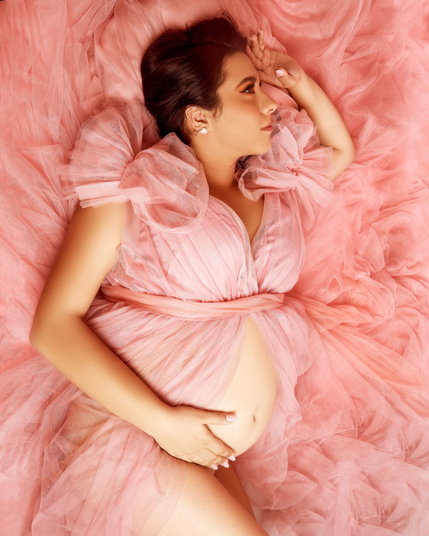 Maternity Photoshoot Dresses - Lotus - Pink Tulle Gown - 4 DAY RENTAL