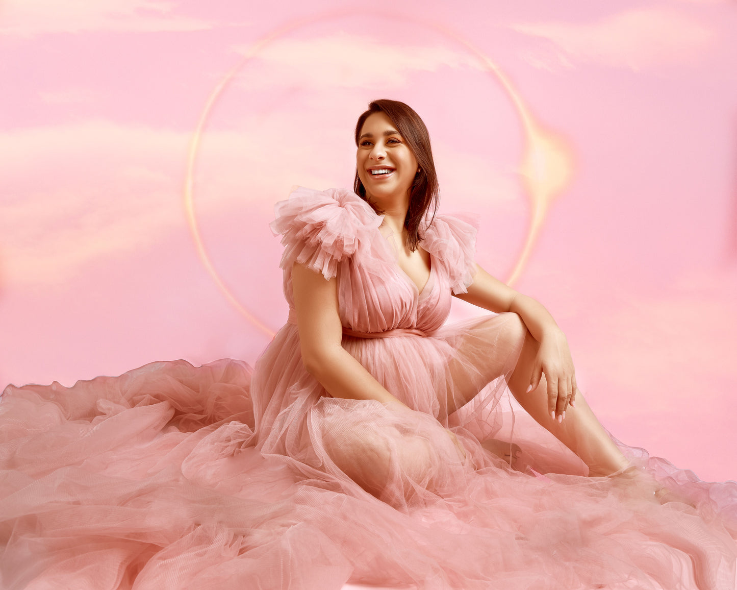 Maternity Photoshoot Dresses - Pink Tulle Gown - Lotus