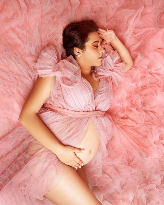 Maternity Photoshoot Dresses - Pink Tulle Gown - Lotus