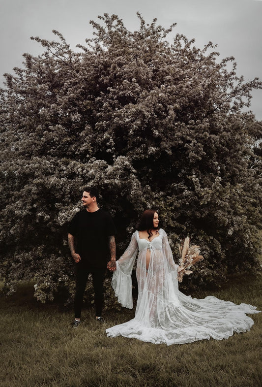 Vintage White Lace Maternity Photoshoot Dress Australia