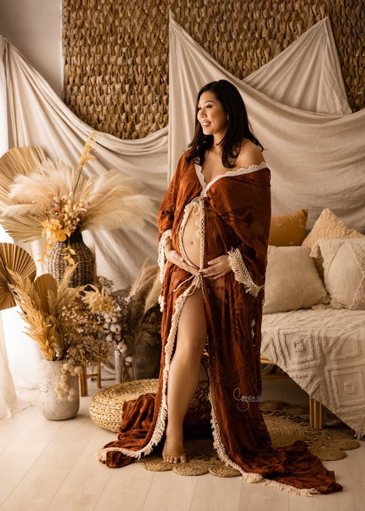 Maternity Photoshoot Dresses - Rustic Red Lace - D&J - Amy Gown - 4 DAY RENTAL