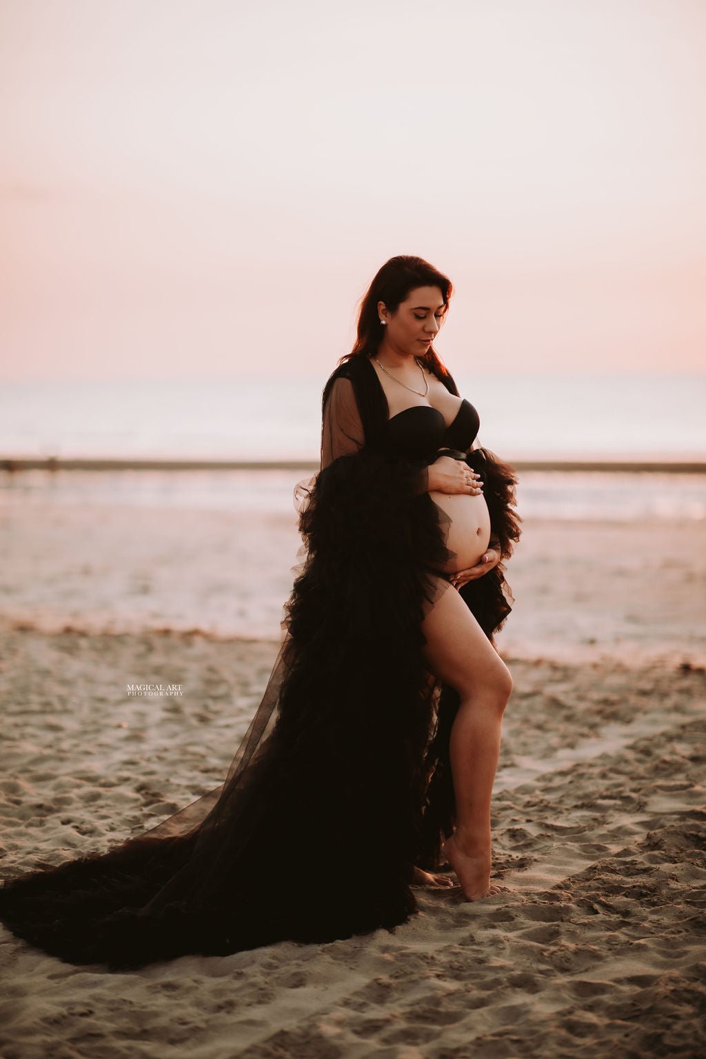 Maternity Photo Shoot Dress - Black Bow Tube Top Tulle Gown For Pregnancy Photography Pregnancy Gown Maternity Photo Shoot Dress - Black Bow Tube Top Tulle Gown For Pregnancy Photography Pregnancy Gown
