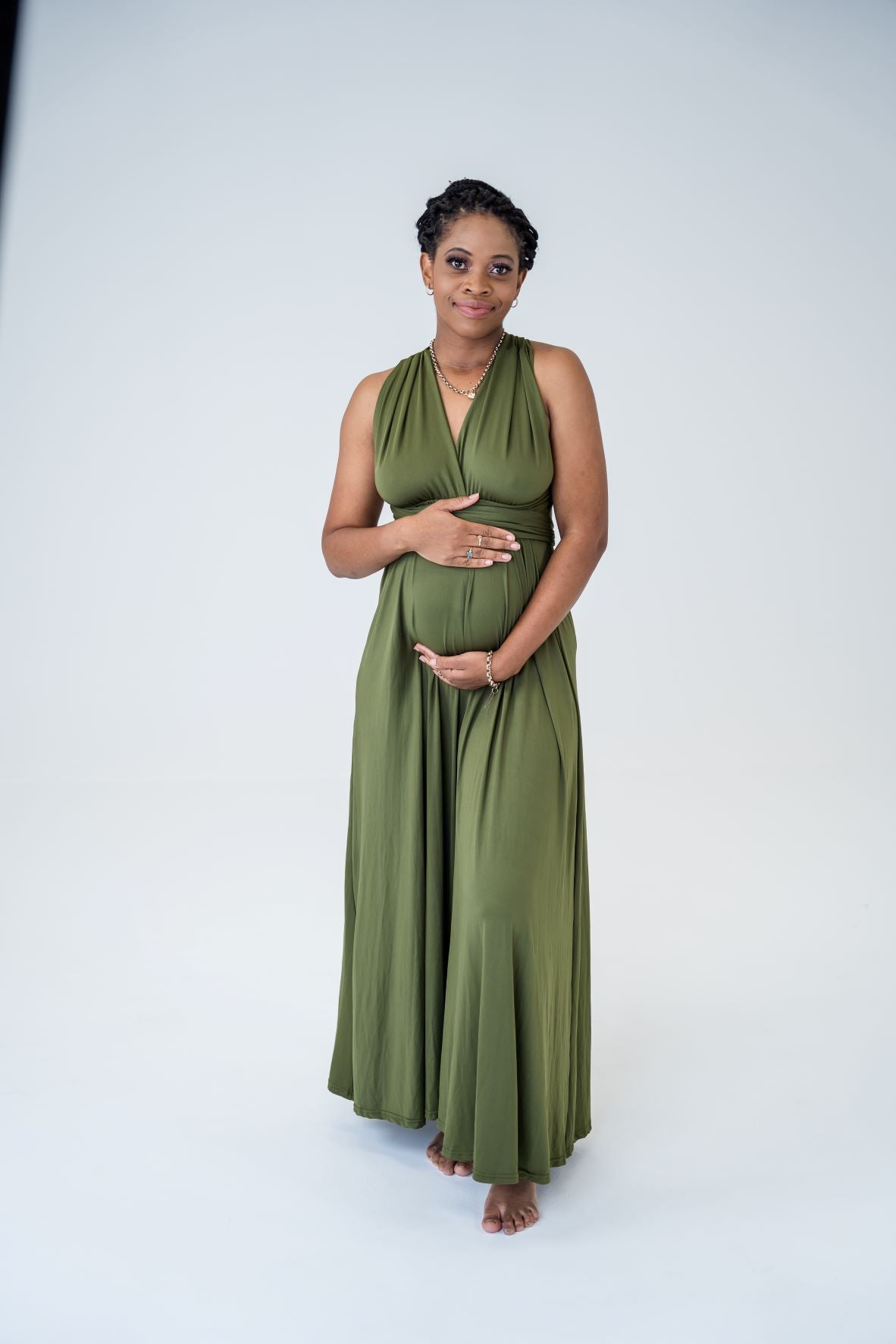 Maternity Photoshoot Dresses - Flexy - Army Green Dress - 4 DAY RENTAL - Luxe Bumps AU