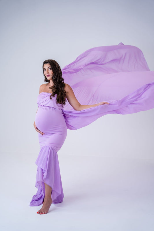 Maternity Photoshoot Dresses - Flow - Purple Gown - 4 DAY RENTAL - Luxe Bumps AU