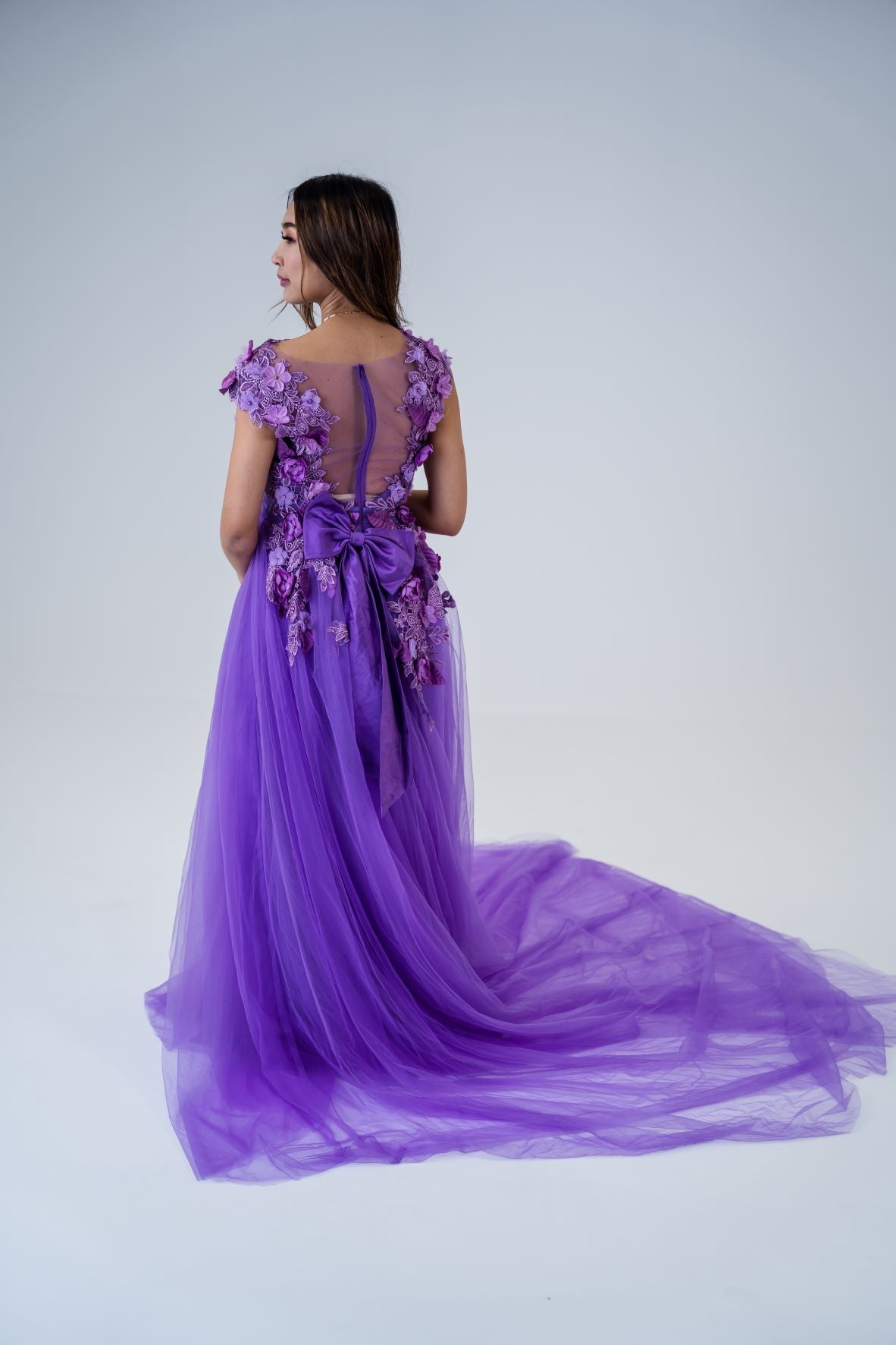 purple dress au Rosie Strapless Satin Gown