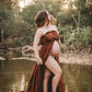 Dress Hire - Maternity Photoshoot Dresses - Brown Satin Dress - 4 DAY RENTAL