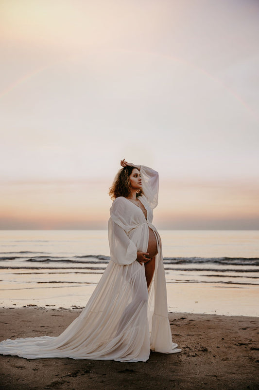 Maternity Photoshoot Dress Hire Australia - White Gown – Luxe Bumps AU