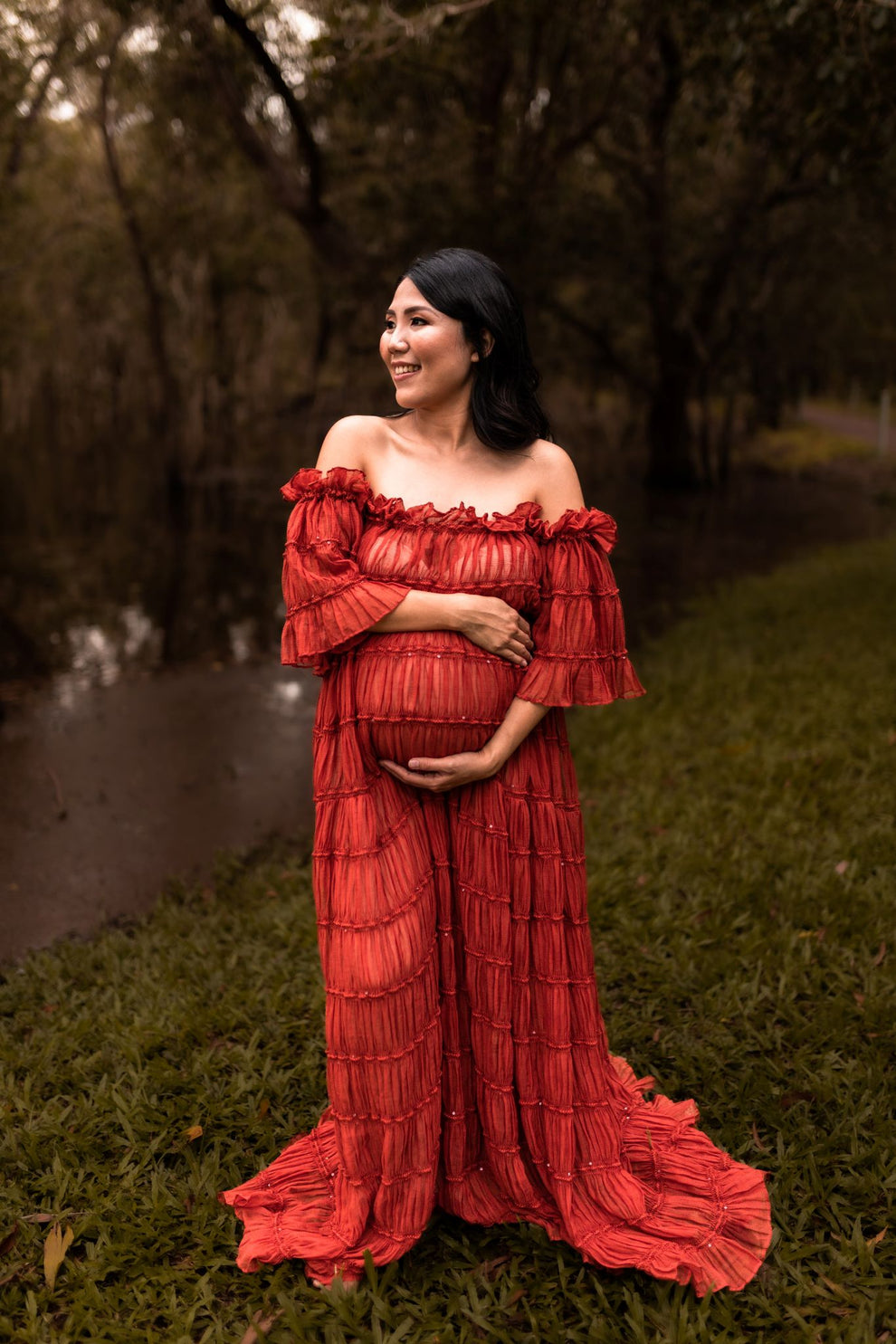 Maternity Dress Hire Photoshoot Dresses Rustic Red Chiffon Luxe