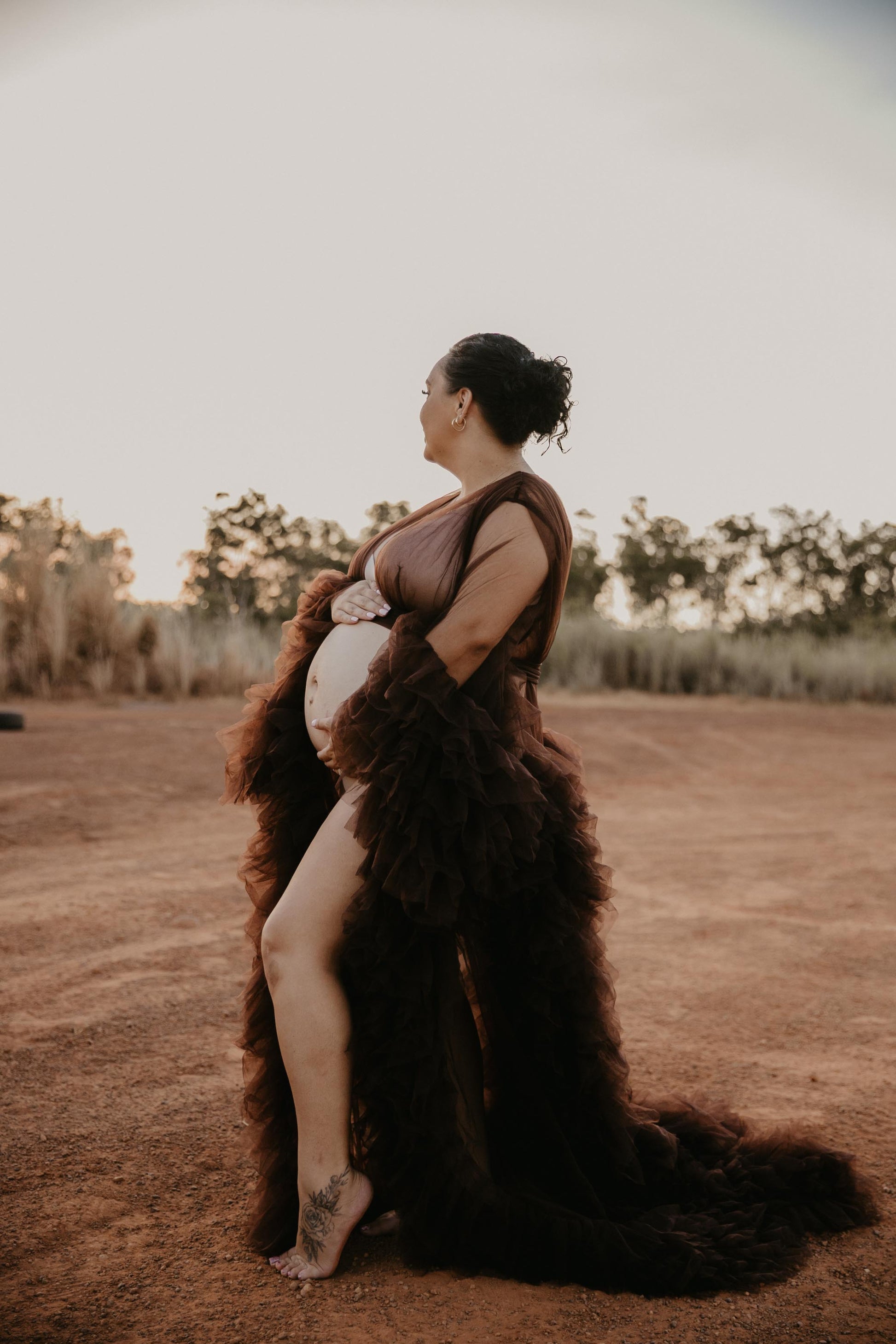 Dark Brown Tulle Robe