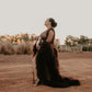 Dress Hire - Maternity Photoshoot Dresses - Sophie - Dark Brown Tulle Robe - RENTAL