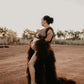 Dress Hire - Maternity Photoshoot Dresses - Sophie - Dark Brown Tulle Robe - RENTAL