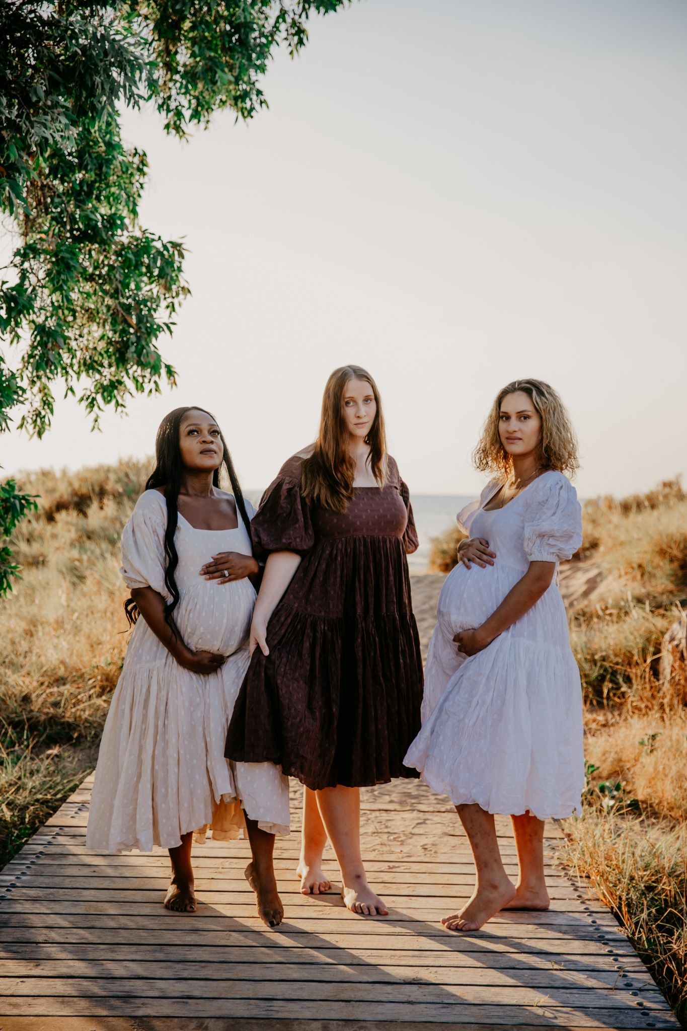 Dress Hire - Maternity Photoshoot Dresses - Rooh Collective - Eden - Beige - DAY RENTAL