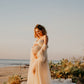 Maternity Photoshoot Dresses - Pearl Tulle Long Sleaves - Champagne - RENTAL