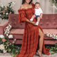 Maternity Photoshoot Dresses - Rust Chiffon Robe/Dress