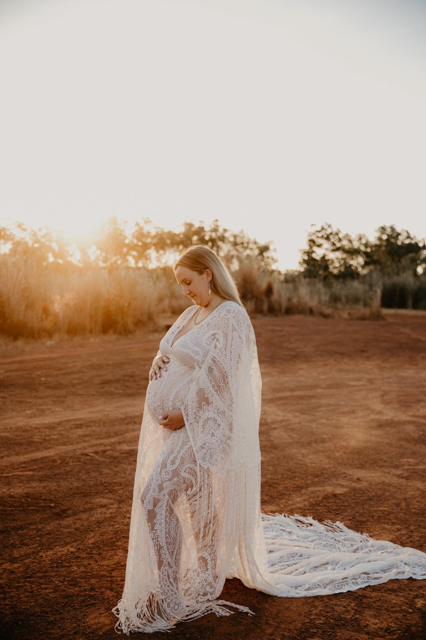 Maternity Photoshoot Dresses - Boho White Lace Dress - 4 DAY RENTAL