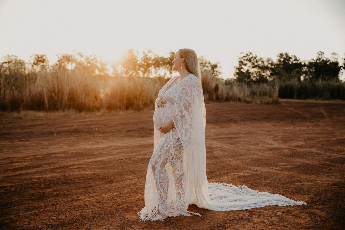 Maternity Photoshoot Dresses - Boho White Lace Dress - 4 DAY RENTAL