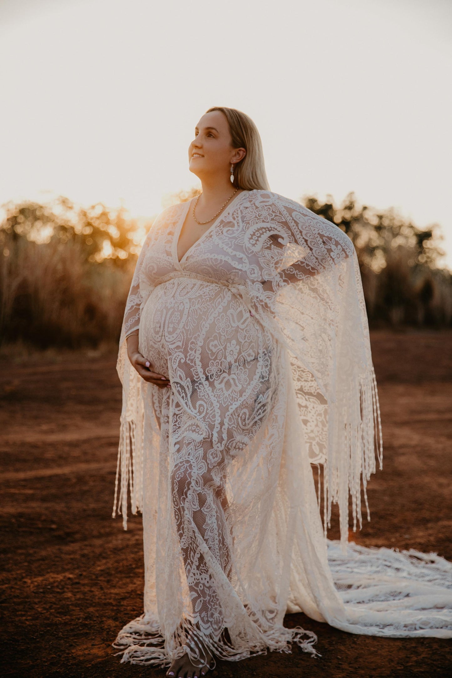 Maternity Photoshoot Dresses - Boho White Lace Dress - 4 DAY RENTAL