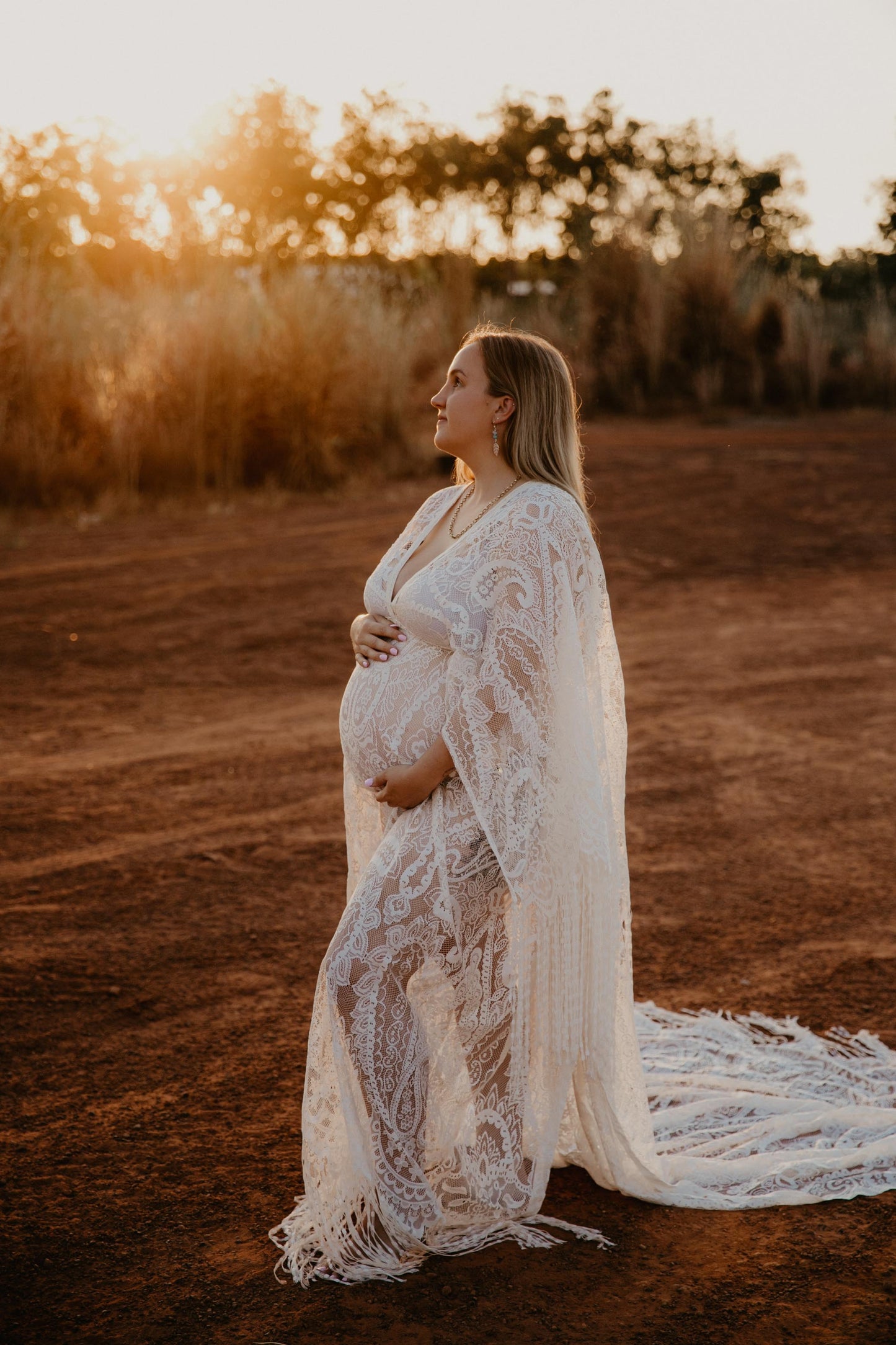 Maternity Photoshoot Dresses - Boho White Lace Dress - 4 DAY RENTAL