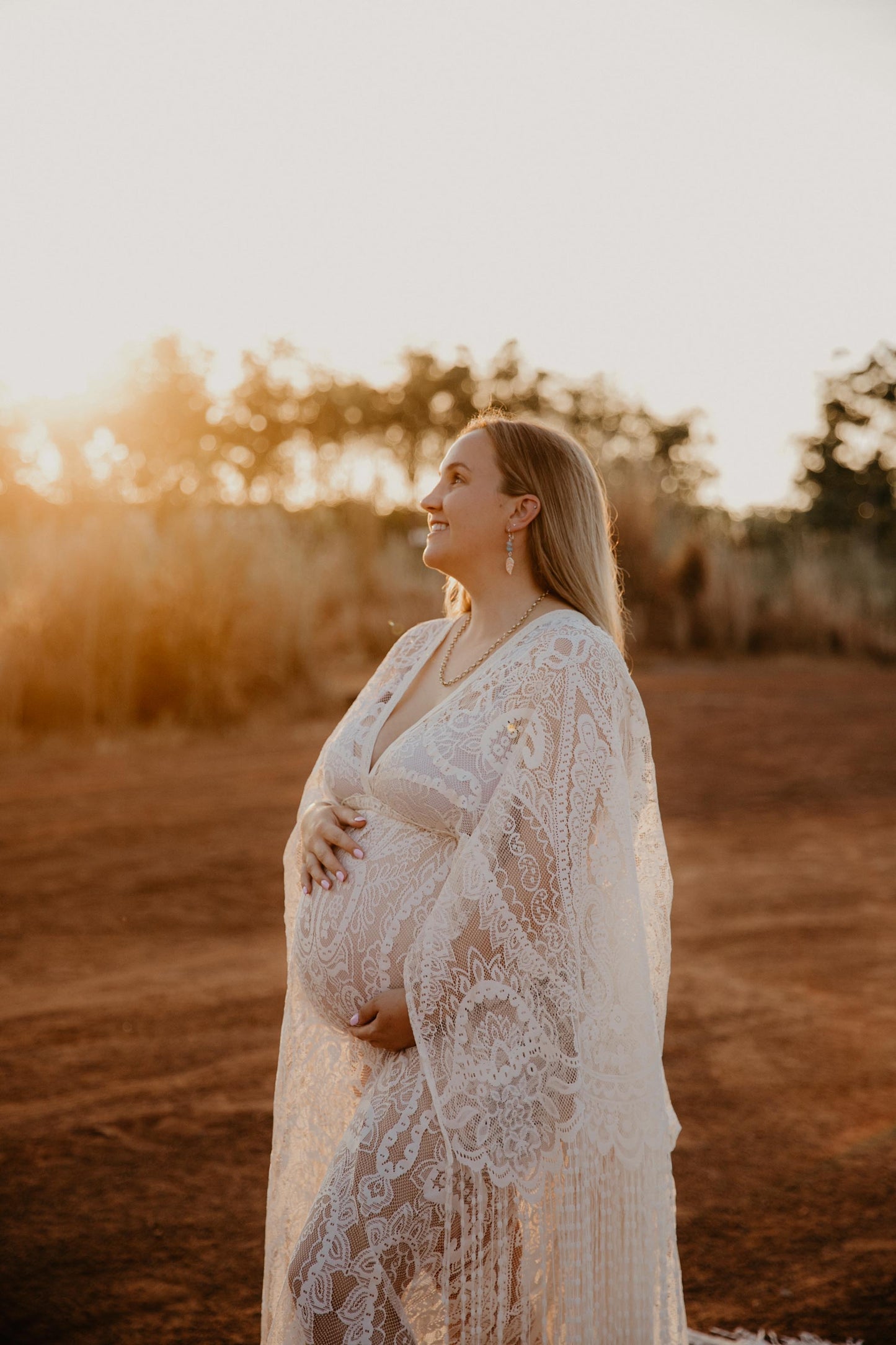 Maternity Photoshoot Dresses - Boho White Lace Dress - 4 DAY RENTAL