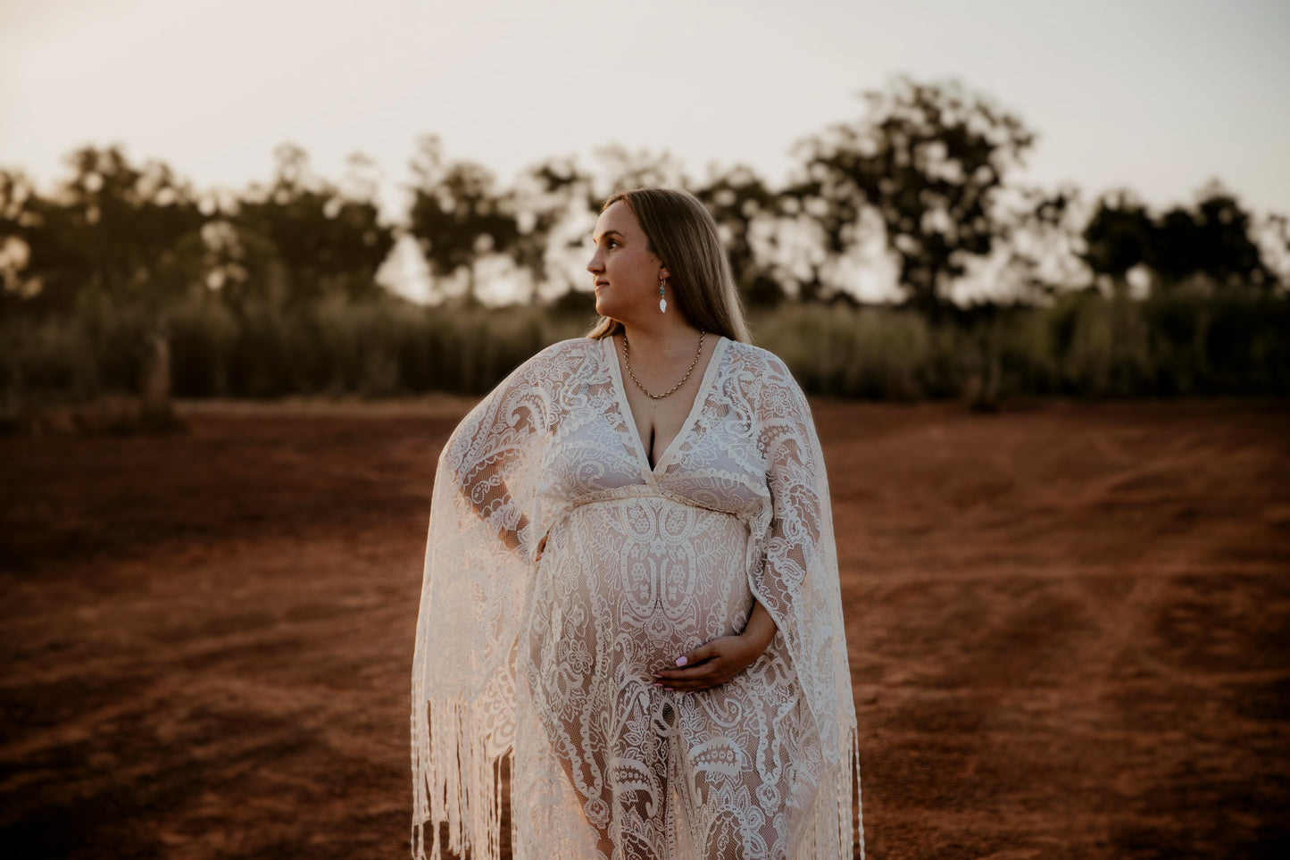 Maternity Photoshoot Dresses - Boho White Lace Dress - 4 DAY RENTAL