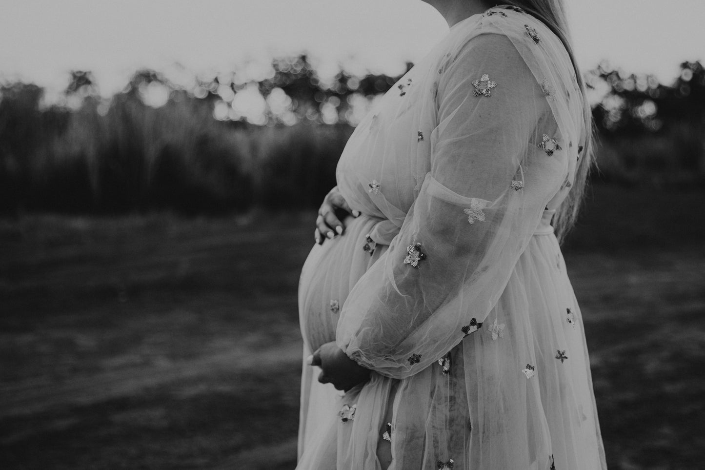 Maternity Photoshoot Dresses - Star - Champagne Tulle Robe - 4 DAY RENTAL