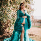 Maternity Photoshoot Dress - Teal Tulle Robe