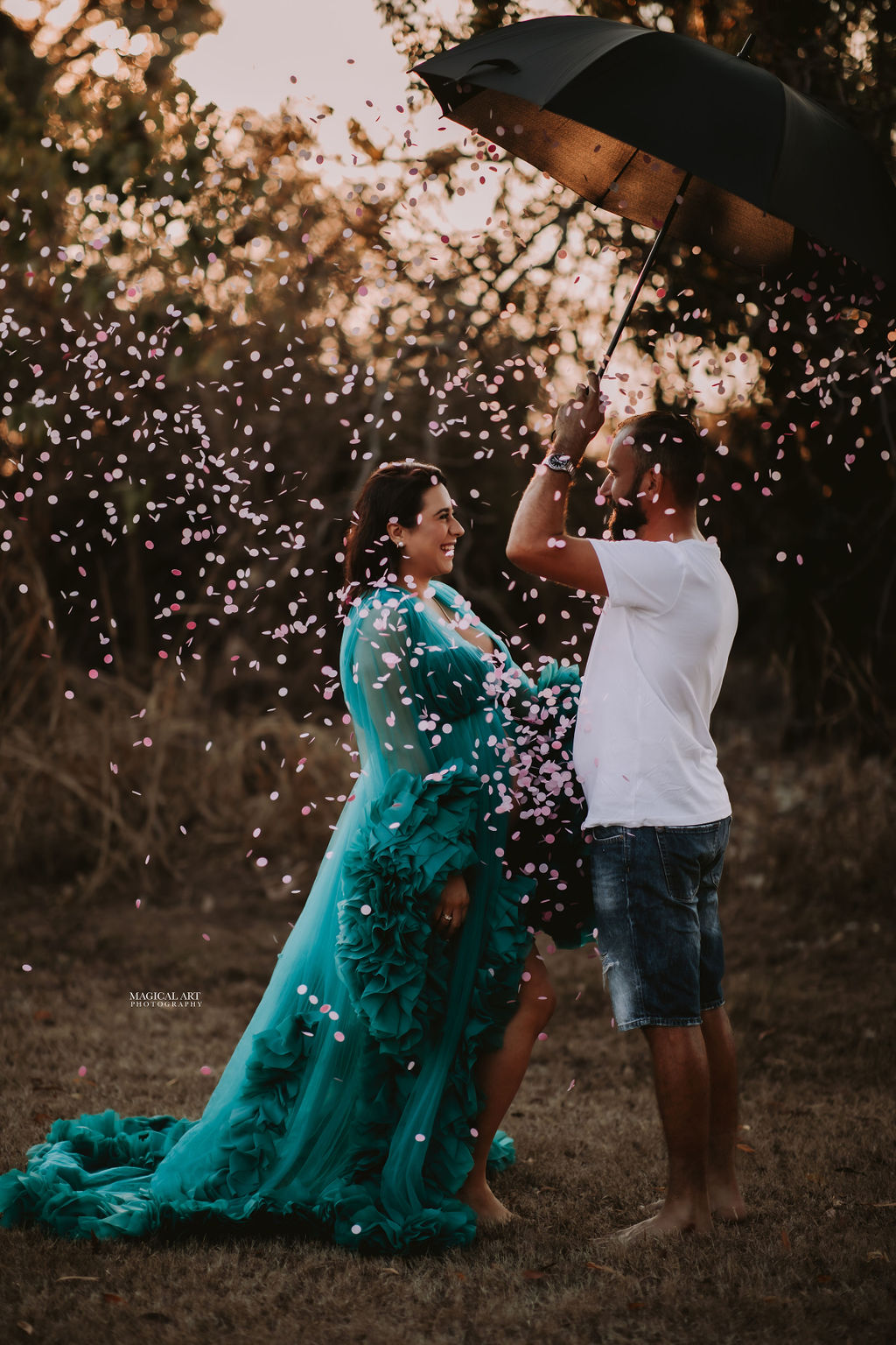 Gender reveal outfit ideas - Teal Tulle Robe